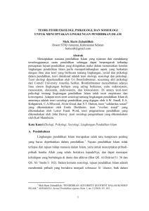 Teori Ekologi, Psikologi, Sosiologi dalam Pendidikan Islam