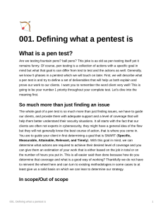 001 - 1 defining what a pentest is