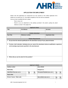Employment Recruitment Application Form Template