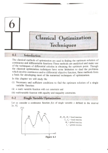 Classical Optimization Techniques: Single Variable