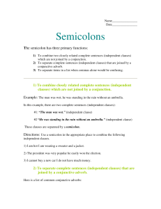 Semicolons & Colon (extra)