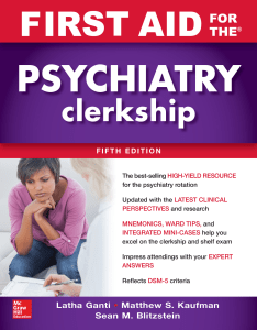 First Aid for the Psychiatry Clerkship (Latha Gant 230620 205406