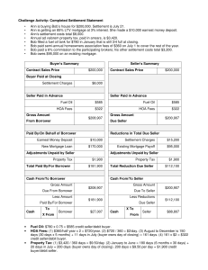 Real Estate Settlement Statement Example