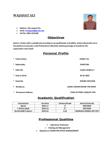 WAJAHAT ALI CV for job