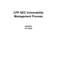 SDC Vulnerability Management