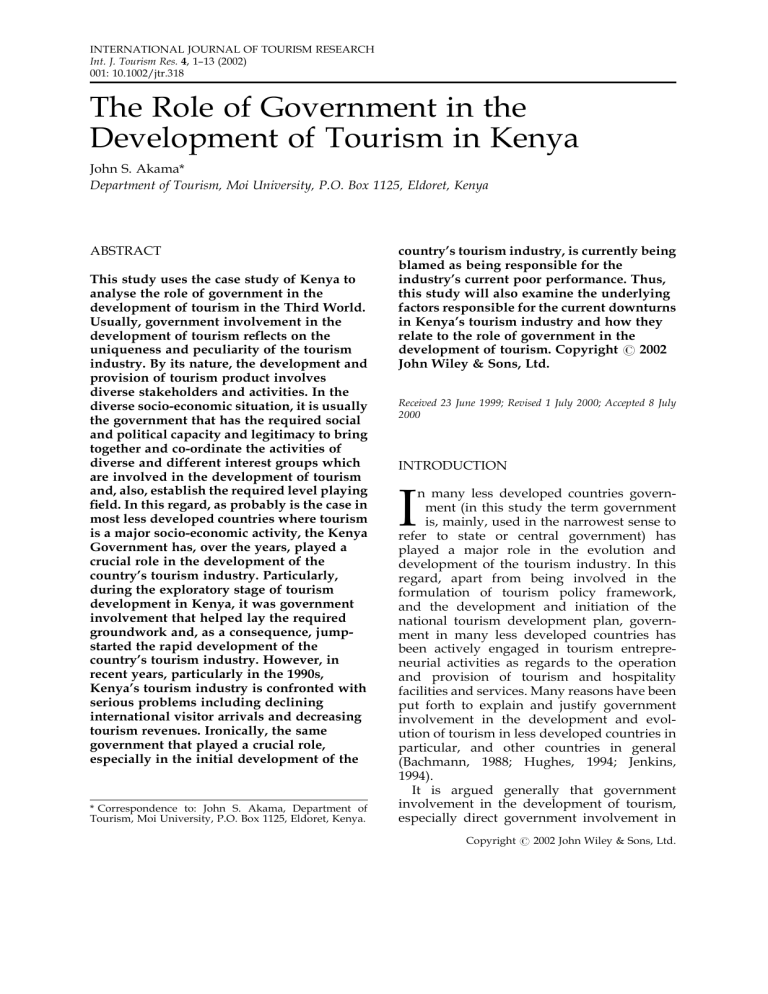 research topics in tourism in kenya