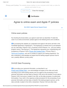 Pearson VUE - Agree to online exam and Apple IT policies