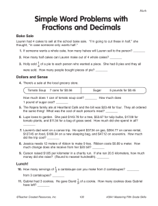 simple word problems with fractions and decimals