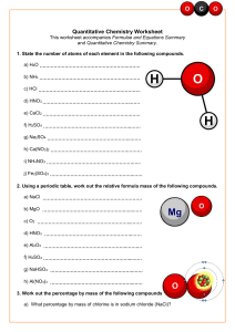 Quantitative Chemistry Worksheet. BESANA