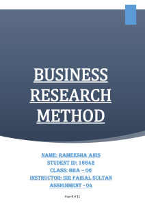 16642- Assignment 4 Busienss Research Methods Spring 2023