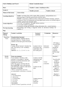 6th Grade English Lesson Plan: Holidays & Travel