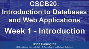 CSCB20 2023S  Week01 - Introduction