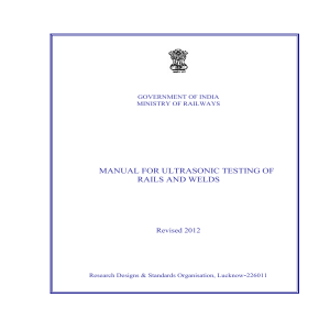 Manual for Ultrasonic Testing of Rail Welds