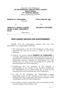 Motion for Postponement (Caballero vs Sappal) 2