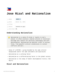 Jose Rizal and Nationalism