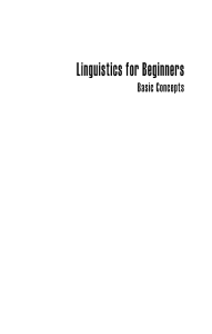 Linguistics for Beginners - Basic Concepts