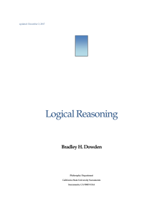 Logical Reasoning Textbook by Bradley H. Dowden