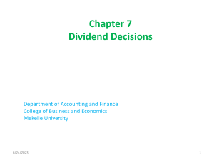 Ch 7 6 Dividend Decisions,