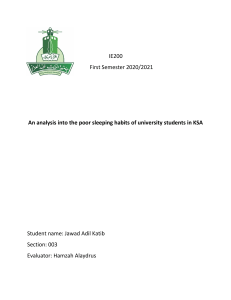 An analysis into the sleeping habits of university students in King Abdulaziz University in KSA