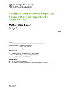 Mathematics Stage 7 Sample Paper 1 tcm143-595660