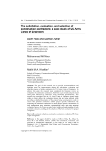 The solicitation, evaluation, and selection of construction contractors - a case study of US Army Corps of Engineers