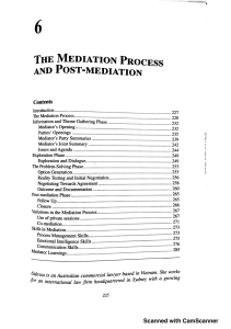 Mediation Process & Post-Mediation: Textbook Chapter