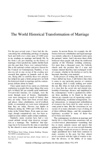 Seminar 1 - World Historical Transformation of Marriage (Coontz)