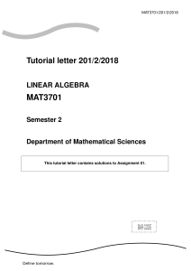 MAT3701 2018 Semester2As signment2 Solutions