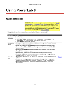 Powerlab 8 quick start guide