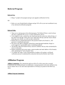 Referral & Affiliation Policy