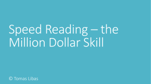 Lesson 1 - Speed Reading – the million dollar skill