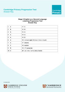 Cambridge Primary Progression Test - English as a Second Language 2016 Stage 5 - Paper 2 Mark Scheme