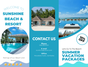 Blue Modern Vacation Packages Trifolds Brochurees