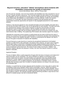 "Beyond Inclusion: Educators' 'Ableist' Assumptions about Students with Disabilities Compromise the Quality of Instruction" by Thomas Hehir