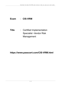 ServiceNow Vendor Risk Management CIS-VRM Dumps