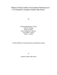 Effects of Family Conflict in the Academic Performance of G-10 Students in Cayetano Arellano High School