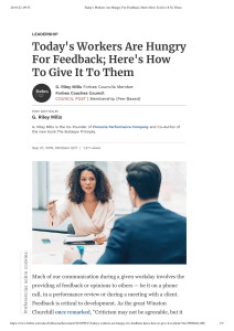 Today's Workers Are Hungry For Feedback; Here's How To Give It To Them