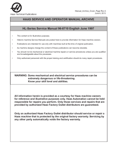 Haas HL-1  Service Manual 1997