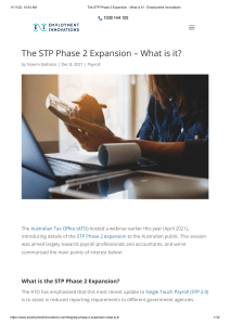 The STP Phase 2 Expansion - What is it  - Employment Innovations