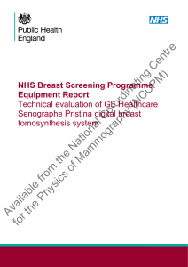 GE Senographe Pristina Tomosynthesis System Technical Evaluation