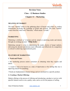 Marketing Class 12 Notes CBSE Business Studies Chapter 11 (PDF)