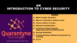 Introduction to the world of Cyber security