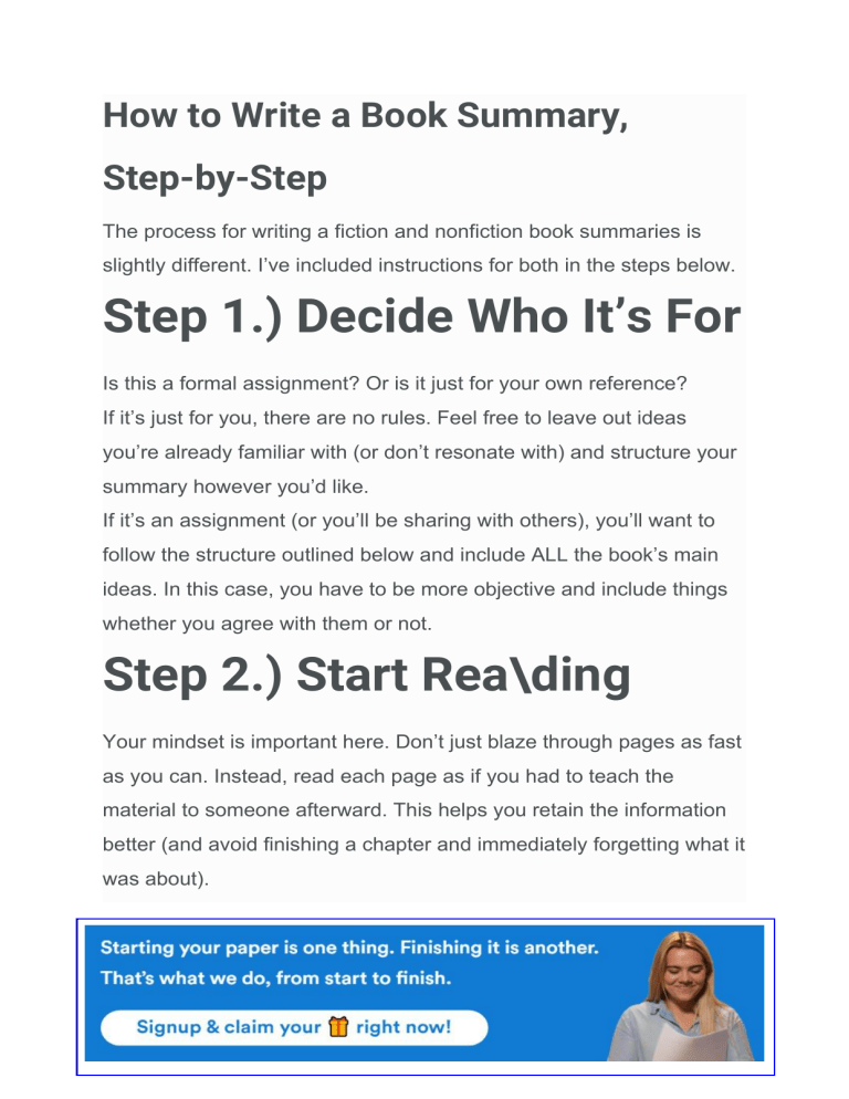How to write a summary of a book