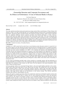 Ownership Structure and Corporate Governance and Its Effects on Performance: A Case of Selected Banks in Kenya