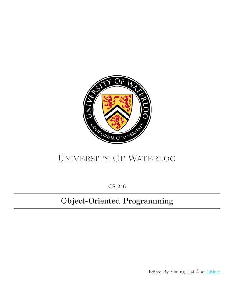 Object-Oriented Programming Course Notes