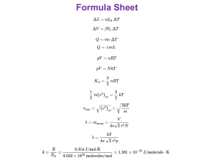 Physics Formula Sheet: Thermodynamics & Kinetic Theory