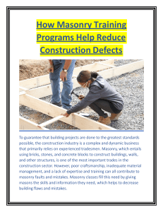 How Masonry Training Programs Help Reduce Construction Defects