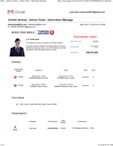 Turkish Airlines Online Ticket Informati