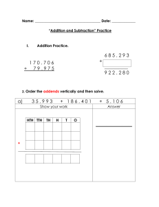 Addition, Subtraction and Multiplication -  PRACTICE