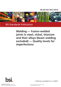 Welding Quality Levels: BS EN ISO 5817:2014